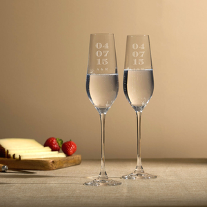Personalised Wedding Date Crystal Champagne Flute Set