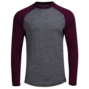 Mens Merino 180 Baseball LS Tee (Smoke/Wine)