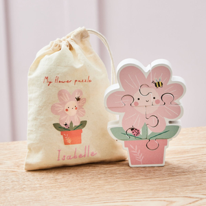 Personalised Flower Wooden Puzzle with Drawstring Bag FSC®