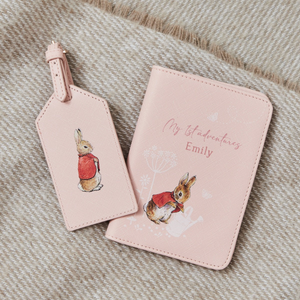 Personalised FlopsyTM Bunny Pink Passport Holder & Luggage Tag Set