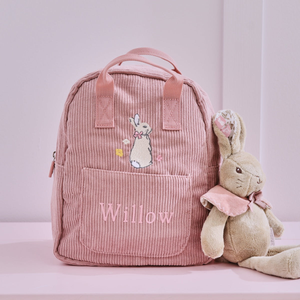 Personalised FlopsyTM Bunny Pink Cord Mini Backpack