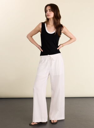 Melrose Double Cheesecloth Wide Leg Trousers - UK 12 | EU 38 | US 08 / Pure White