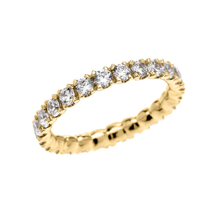 Solid Gold 2 Carat Cubic Zirconia Stackable Wedding Band(Available In Yellow/Rose/White Gold)
