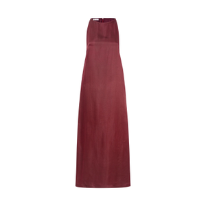Aurora Garnet Rouge Hand-Dyed Mulberry Silk Maxi Dress (S)