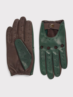 Green & Brown Leather Driving Gloves