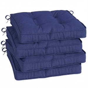 Outsunny Garden Seat Cushion with Ties, 42 x 42cm Replacement Dining Chair Seat Pad, Dark Blue