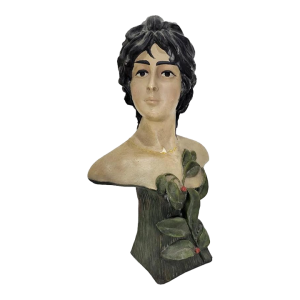 Antique Art Nouveau Plaster Bust Beautiful Woman Possibly C. Henneckeue - Small Restoration