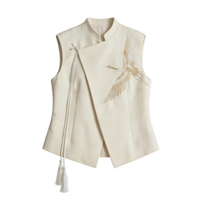 Silkinc Jinghong Swan Goose Waistcoat In Moon White (S)