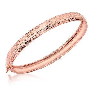 9ct Rose Gold Half Textured Hinged Bangle