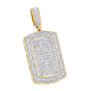 Diamond Dog Tags 10K Gold Iced Out Small Dog Tag Pendant by Luxurman