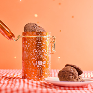 Chocolate Brownie Biscuits in Happy Birthday Tin