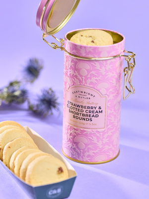 Strawberry and Clotted Cream Shortbreads in Tin