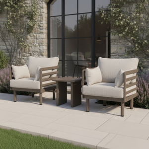Maze - Metro Aluminium Garden Lounge Set with Square Coffee Table - Café Almond