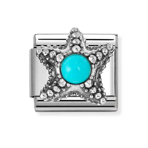 Classic Silver Turquoise Starfish Charm