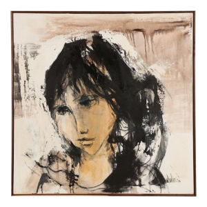 1970s Gino Hollander Oil Painting Abstract Expressionist, Framed