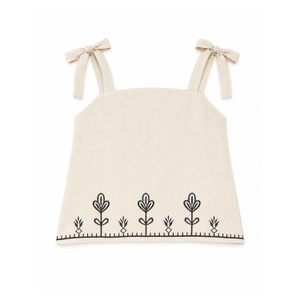 Yumi Ivory Linen Mix Embroirdered Top (XXL)