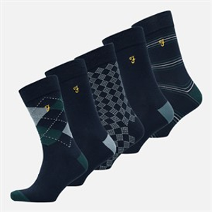 Farah Mens Erison Five Pack Dress Sock Navy