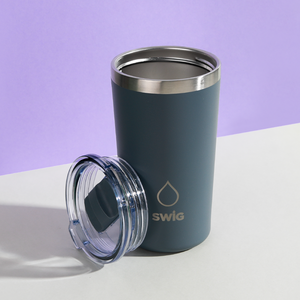 Swig Coffee Tumbler Charcoal Silver 350mL