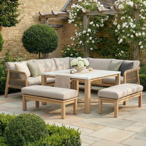 Maze - Antigua Rope Weave Square Corner Dining Sofa Set with Footstools - Terrazzo
