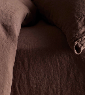 Cocoa 100% Linen Fitted Sheet