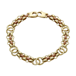Pre-Owned 9ct Yellow & Rose Gold 7.5" Fancy Link Bracelet