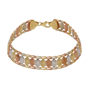 Pre-Owned 9ct Yellow Rose & White Gold 7.5" Fancy Link Bracelet