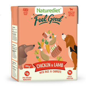 Naturediet Feel Good Wet Food for Adult Dogs (Chicken & Lamb) - Pack Size : 18 x 390g
