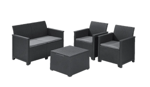 Emma 4 Seater Garden Set, With Storage Table  - Graphite