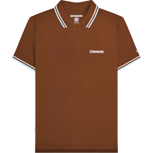 Lambretta Mens Twin Tipped Cotton Polo Shirt - 3XL / Brown (White/Angel)