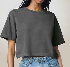 American Apparel Women's Heavyweight Cotton Garment Dyed Cropped T-shirt - Faded Black