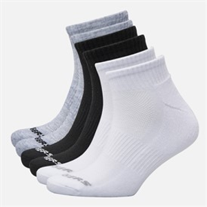 SKECHERS Six Pack Quarter Socks White/Black/Grey