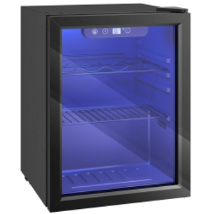 HOMCOM 16 Bottle Wine Cooler, 48 Litre Capacity, 4-16°C Tabletop Counter Drinks Wine Fridge with Glass Door, LED Light, Black