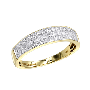 Invisible Princess Cut Diamond Wedding Band for Men 1.33ct 10K or 14K Gold