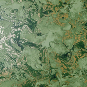 Sample of Liquid Marble Wallpaper in Olive and Gold