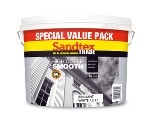 SANDTEX TRADE HIGH COVER SMOOTH 7.5l MASONRY PAINT BRILLIANT WHITE 5092816