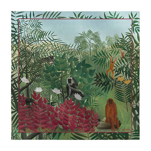 Carré de soie Douanier Rousseau - Forêt tropicale avec Singe - Maison Malfroy