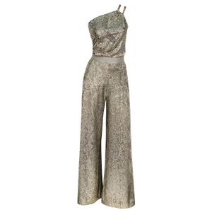 Ponder A Thought Gold Metallic Snakeskin Jumpsuit (XS)