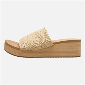 SKECHERS Womens Summer Salt Spray Wedge Comfort Sandals Natural