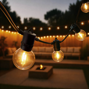 16.5m Guirlande Guinguette LED + câble de connexion 3m - 2200K - 12V - IP54 - Liable - Avec 30 lampes LED - G40 - Prêt a l'emploi