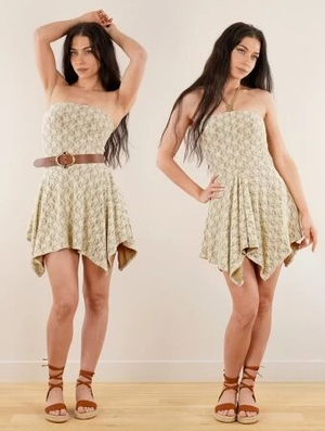 '2en1 Jupe/Tunique multi-position en dentelle "Owëen", Beige'