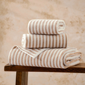 Hebden Stripe Towels - Natural & Beige Hand Towel