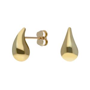 New 9ct Yellow Gold Water Droplet Stud Earrings