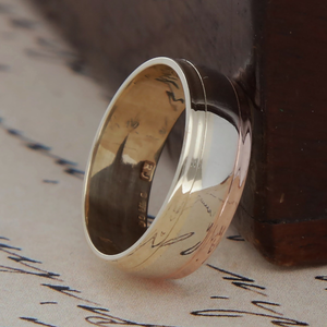 Pre-Owned Vintage 1984 9ct Yellow Rose & White Gold Band Ring