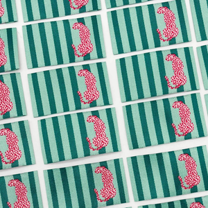 Lot de 5 étiquettes tissées à coudre Léo rayures menthe