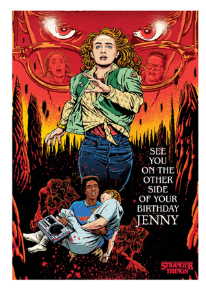 Stranger Things See You On The Other Side Of Your Birthday Illustrated Card