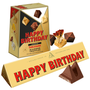 "Happy Birthday" Toblerone Bar & Truffles Chocolate Bundle
