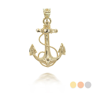 Solid Gold Sea Anchor Pendant Necklace (Available in Yellow/Rose/White Gold)