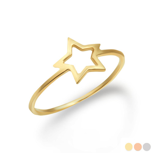 Gold Star Shaped Ring (Available in Yellow/Rose/White Gold)