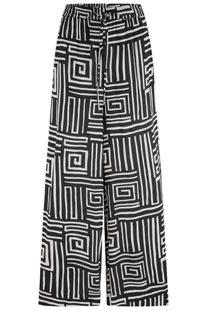 Trinny Wide Leg Trousers Black & White, Monochrome Maze (M)