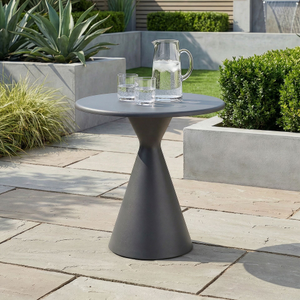 Maze - Aluminum Round Pedestal Garden Side Table - Charcoal